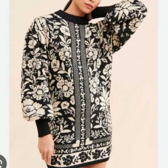 Farm Rio Black Pineapple Garden Knit Mini Dress - Picture 4 of 8